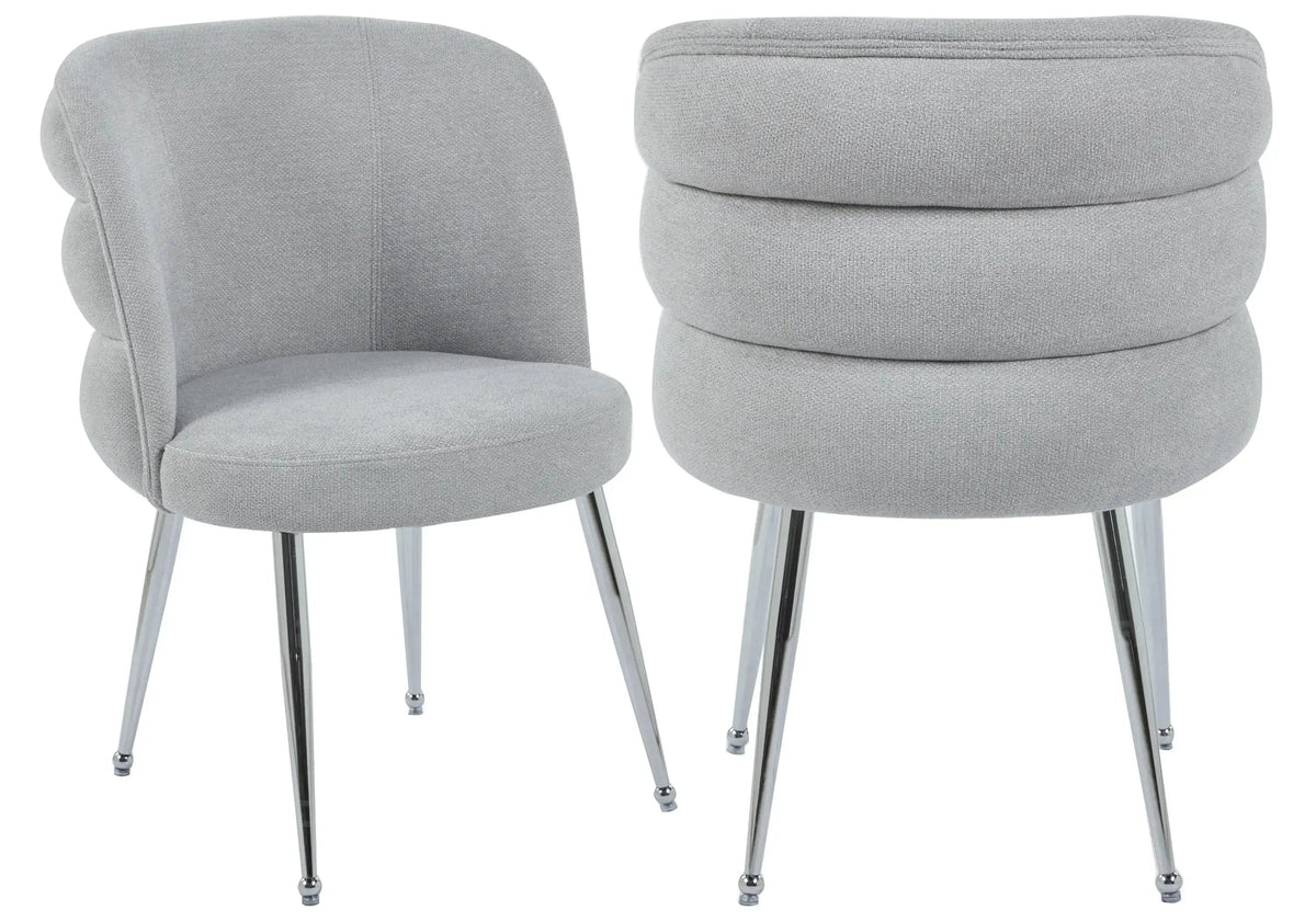 Lot de 2 fauteuils de table tissu effet lin gris | Kaelo