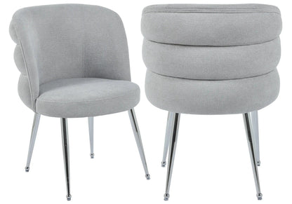 Lot de 2 fauteuils de table tissu effet lin gris | Kaelo