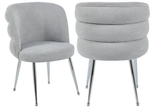 Lot de 2 fauteuils de table tissu effet lin gris | Kaelo