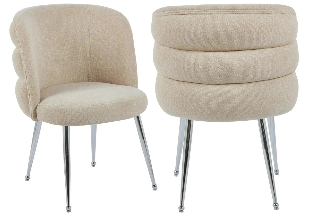 Lot de 2 fauteuils de table tissu effet lin moka | Kaelo