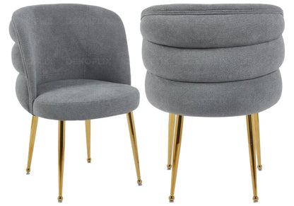 Lot de 2 fauteuils de table effet lin anthracite | Kaelo