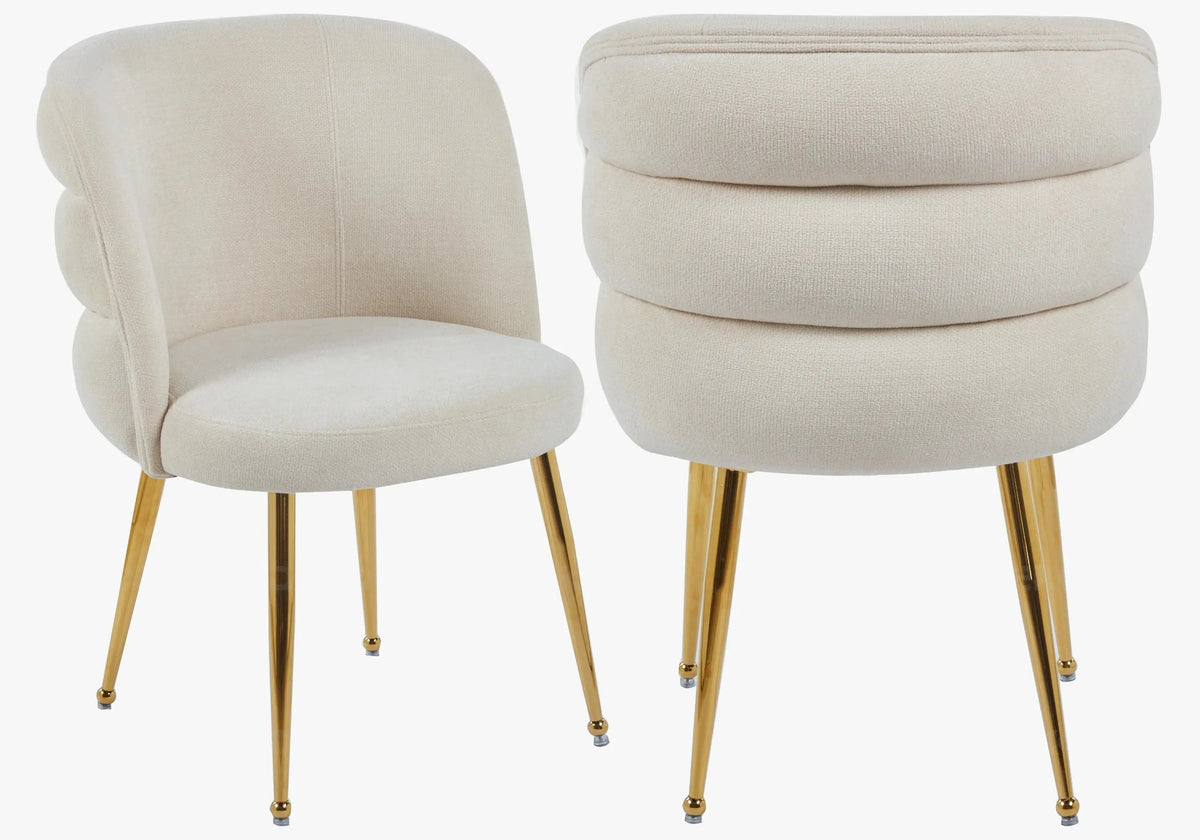 Lot de 2 fauteuils de table tissu effet lin écru | Kaelo