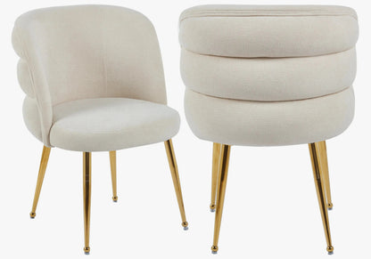 Lot de 2 fauteuils de table tissu effet lin écru | Kaelo