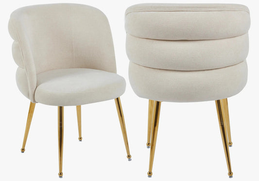 Lot de 2 fauteuils de table tissu effet lin écru | Kaelo