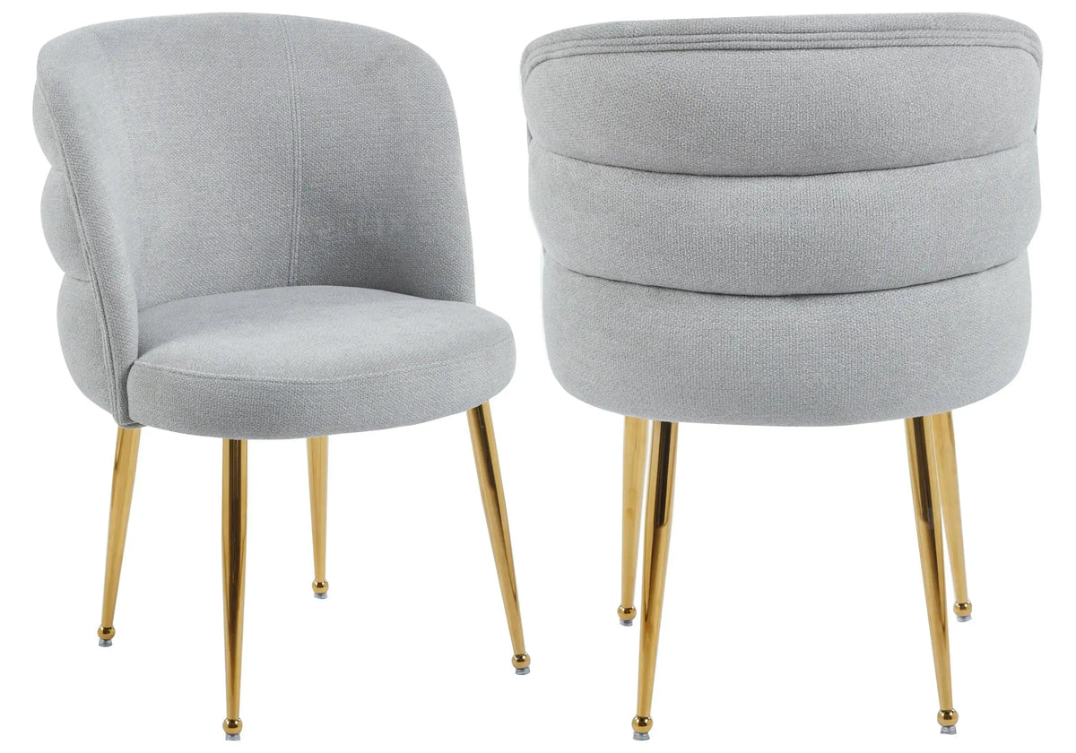 Lot de 2 fauteuils de table tissu effet lin gris | Kaelo
