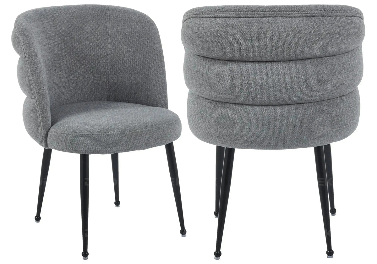 Lot de 2 fauteuils de table effet lin anthracite | Kaelo