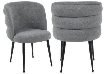 Lot de 2 fauteuils de table effet lin anthracite | Kaelo
