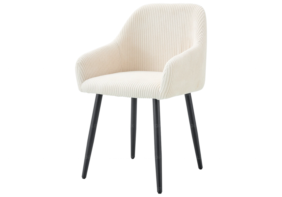 Lot de 2 fauteuils de table velours côtelé beige | Kynox