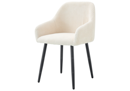 Lot de 2 fauteuils de table velours côtelé beige | Kynox