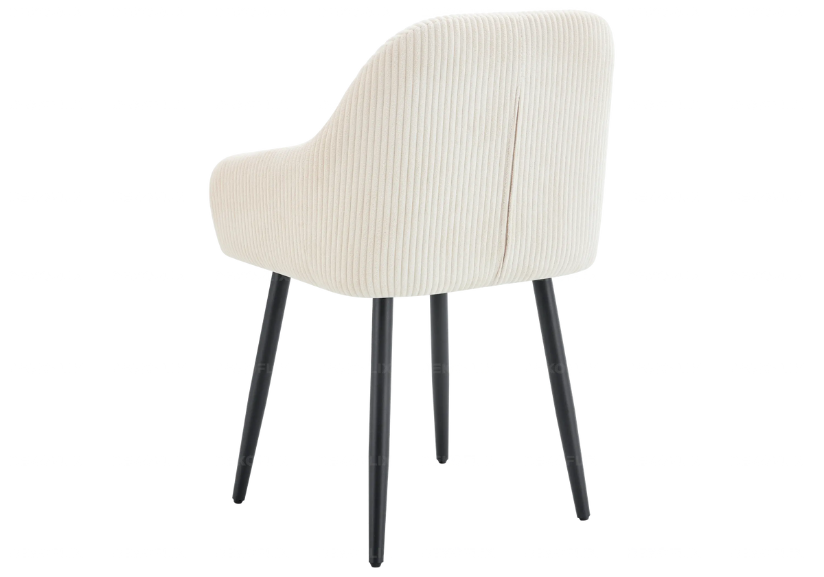 Lot de 2 fauteuils de table velours côtelé beige | Kynox