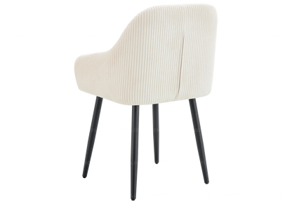 Lot de 2 fauteuils de table velours côtelé beige | Kynox