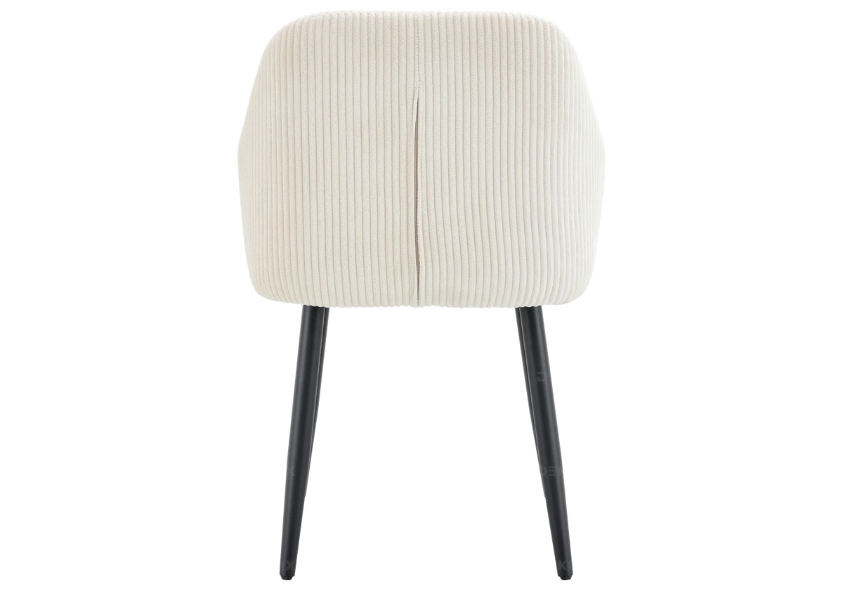 Lot de 2 fauteuils de table velours côtelé beige | Kynox