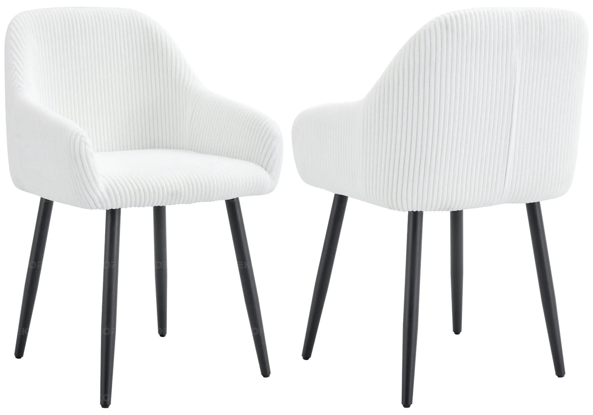 Lot de 2 fauteuils de table velours côtelé écru | Kynox