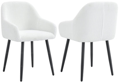 Lot de 2 fauteuils de table velours côtelé écru | Kynox