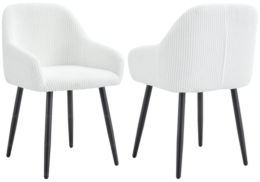 Lot de 2 fauteuils de table velours côtelé écru | Kynox