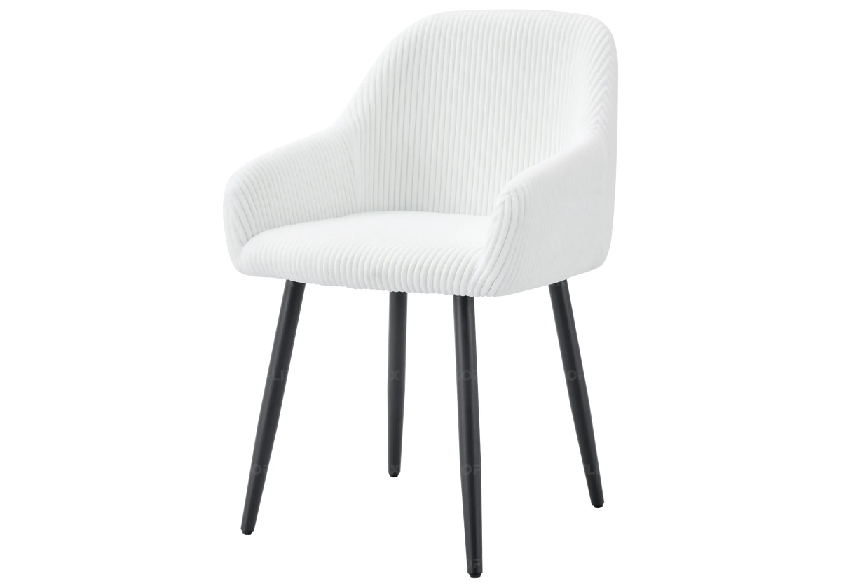 Lot de 2 fauteuils de table velours côtelé écru | Kynox
