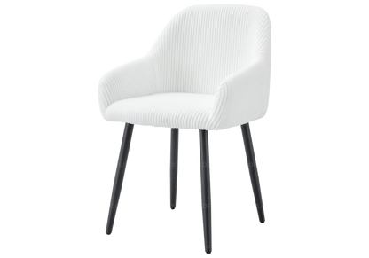 Lot de 2 fauteuils de table velours côtelé écru | Kynox