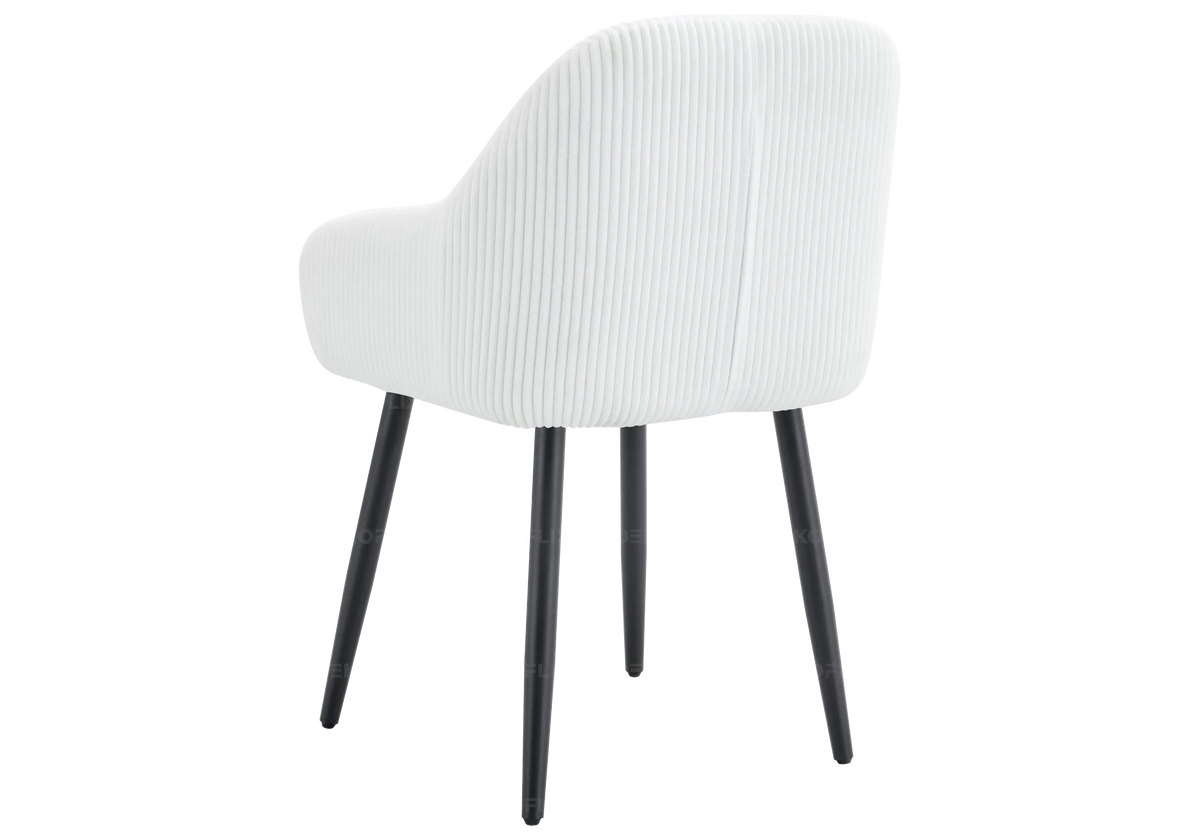 Lot de 2 fauteuils de table velours côtelé écru | Kynox