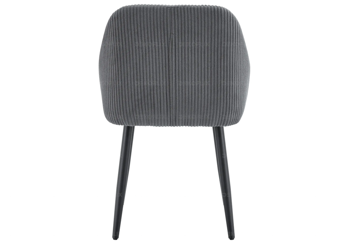 Lot de 2 fauteuils de table velours côtelé gris | Kynox