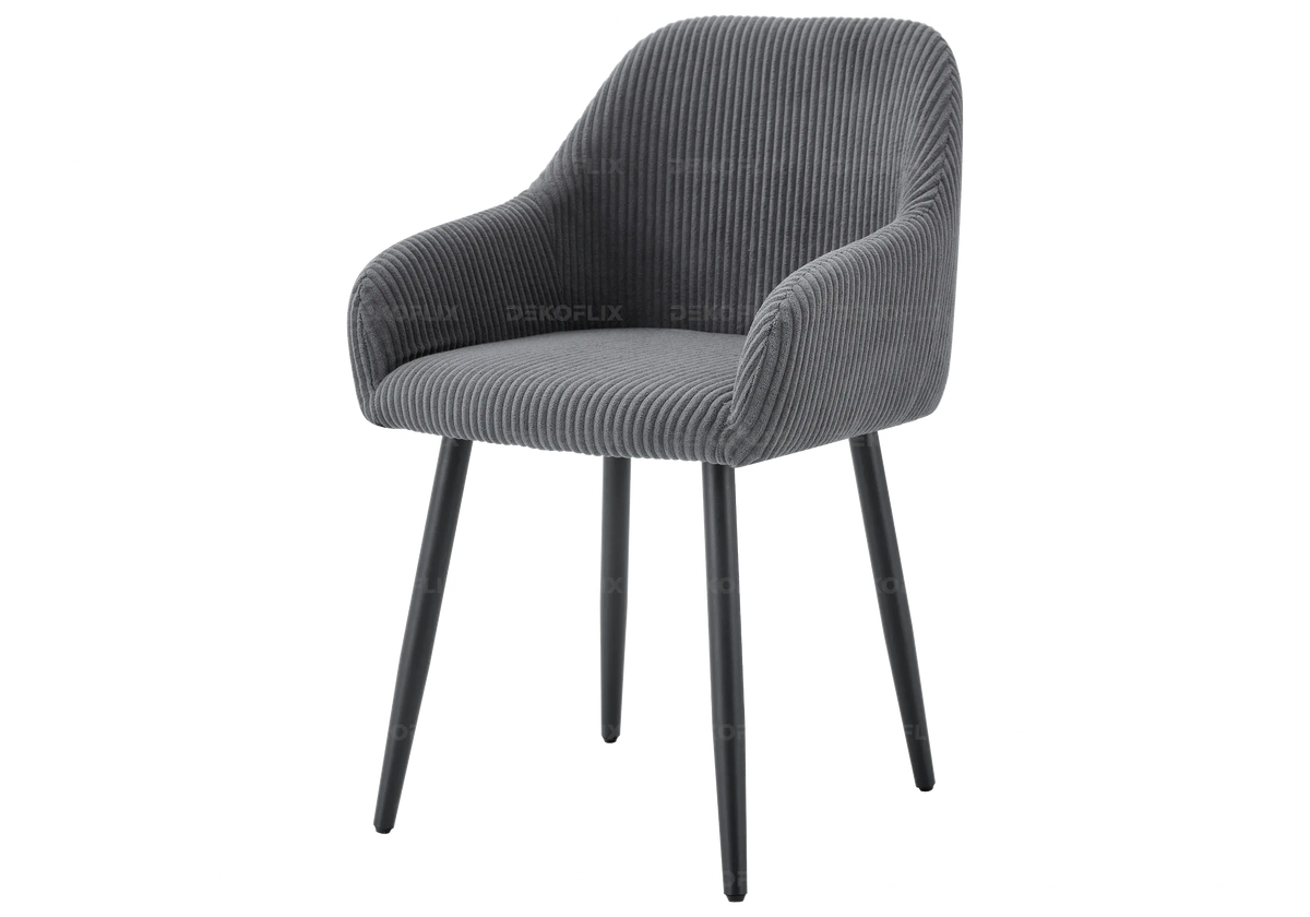 Lot de 2 fauteuils de table velours côtelé gris | Kynox