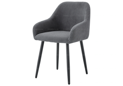 Lot de 2 fauteuils de table velours côtelé gris | Kynox