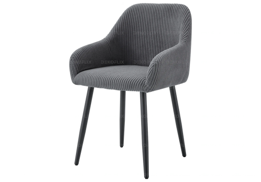 Lot de 2 fauteuils de table velours côtelé gris | Kynox