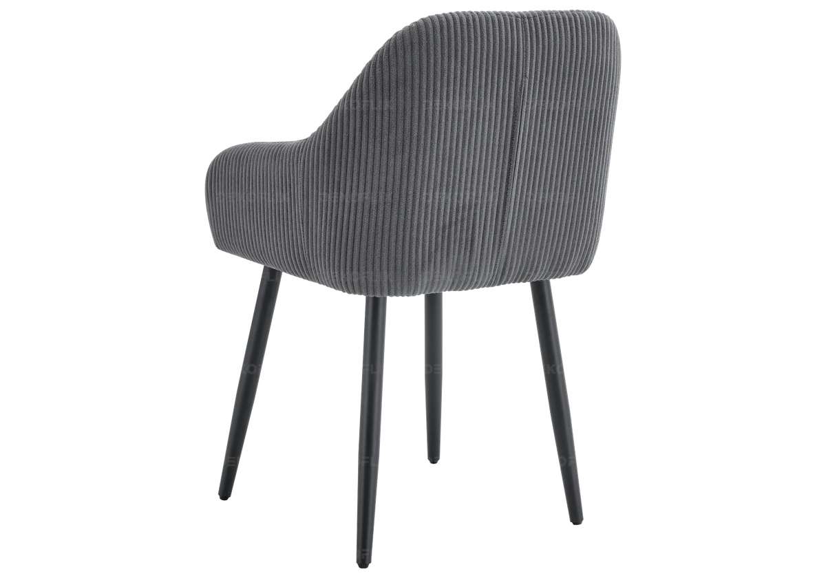 Lot de 2 fauteuils de table velours côtelé gris | Kynox