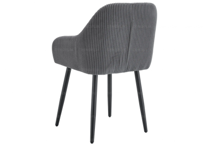 Lot de 2 fauteuils de table velours côtelé gris | Kynox