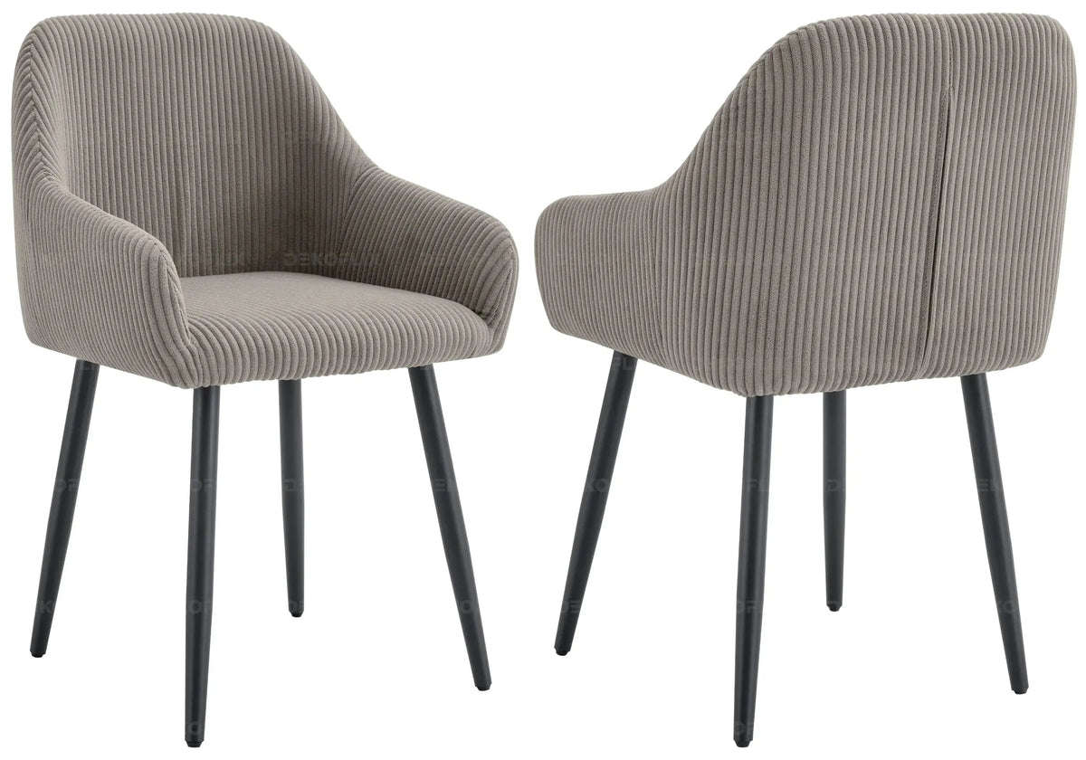 Lot de 2 fauteuils de table velours côtelé moka | Kynox
