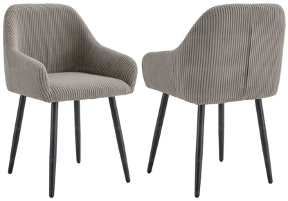 Lot de 2 fauteuils de table velours côtelé moka | Kynox