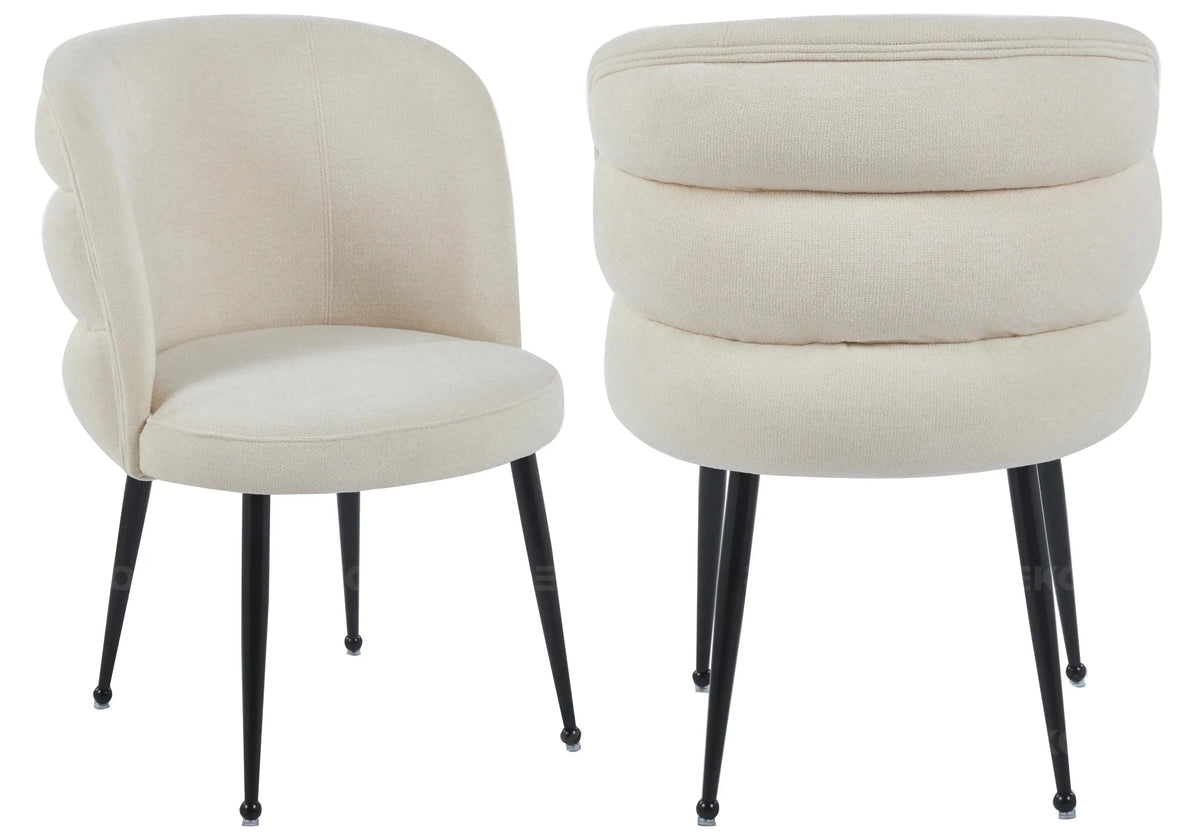 Lot de 2 fauteuils de table tissu effet lin écru | Kaelo