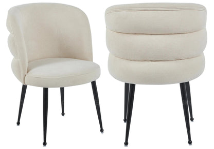 Lot de 2 fauteuils de table tissu effet lin écru | Kaelo