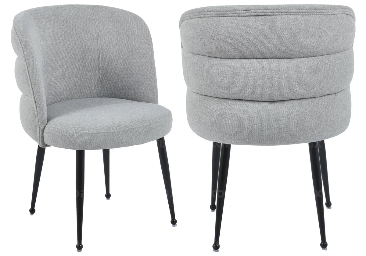 Lot de 2 fauteuils de table tissu effet lin gris | Kaelo