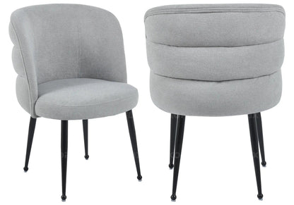 Lot de 2 fauteuils de table tissu effet lin gris | Kaelo
