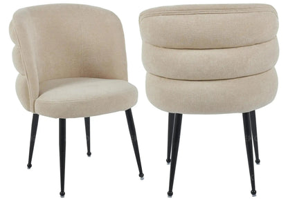 Lot de 2 fauteuils de table tissu effet lin moka | Kaelo