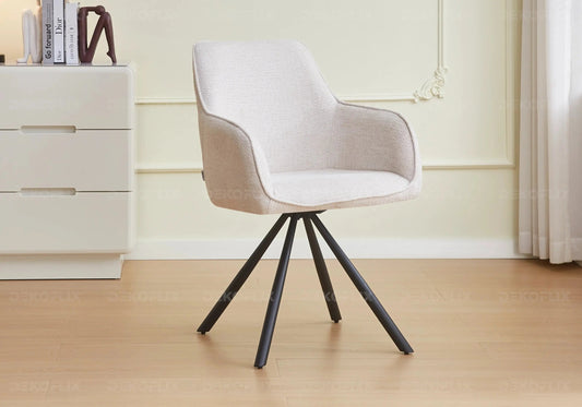 Lot de 2 fauteuils de table tissu bouclé écru | Solix