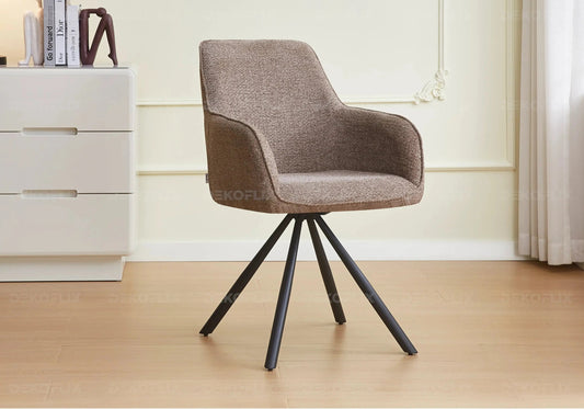 Lot de 2 fauteuils de table en bouclée taupe | Solix