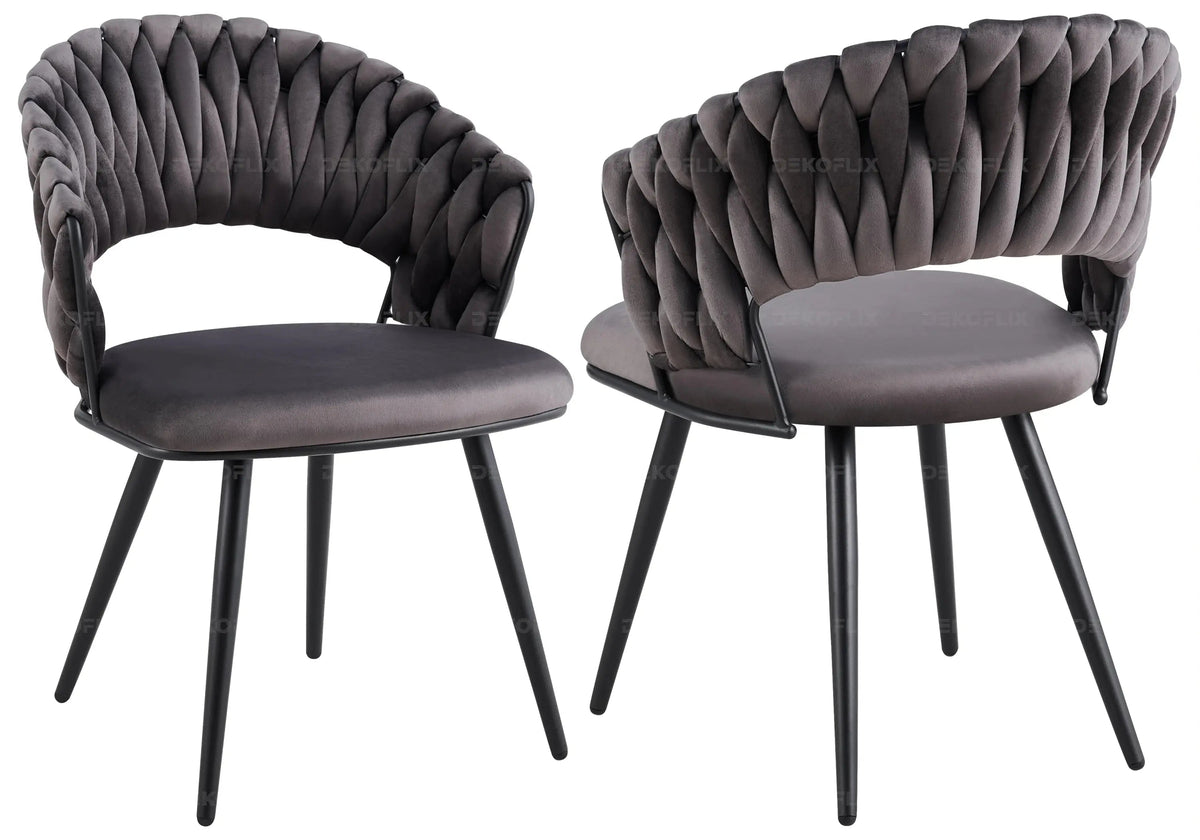 Lot de 2 chaises anthracite pieds noirs | Vexis