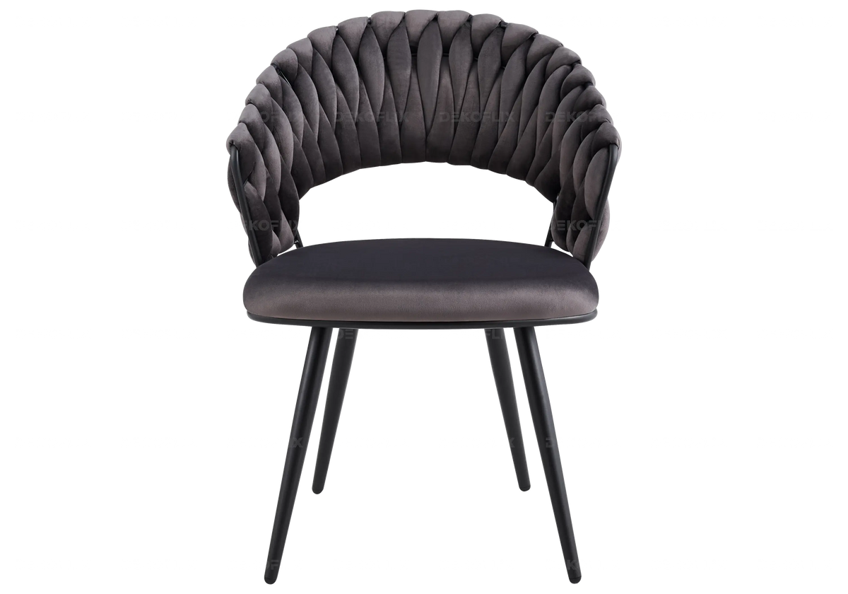 Lot de 2 chaises anthracite pieds noirs | Vexis