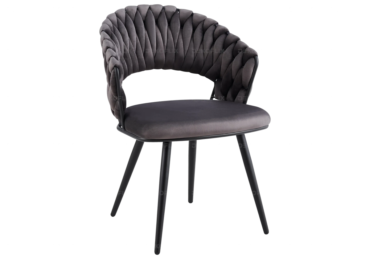 Lot de 2 chaises anthracite pieds noirs | Vexis