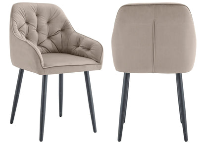 Lot de 2 chaises capitonnées en taupe | Vexa