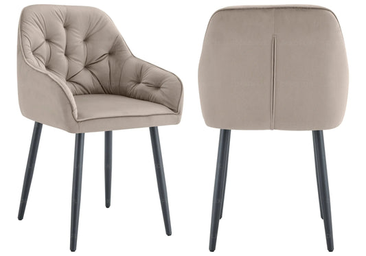 Lot de 2 chaises capitonnées en taupe | Vexa