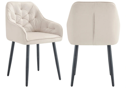 Lot de 2 fauteuils capitonnés en beige | Vexa