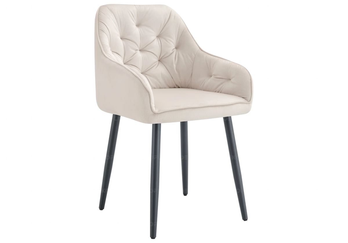 Lot de 2 fauteuils capitonnés en beige | Vexa