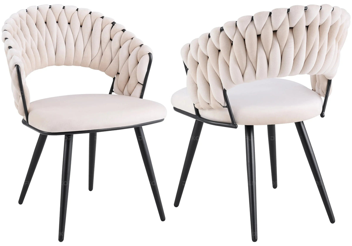 Lot de 2 chaises en beige et pieds noirs | Vexis