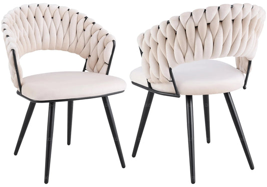 Lot de 2 chaises en beige et pieds noirs | Vexis