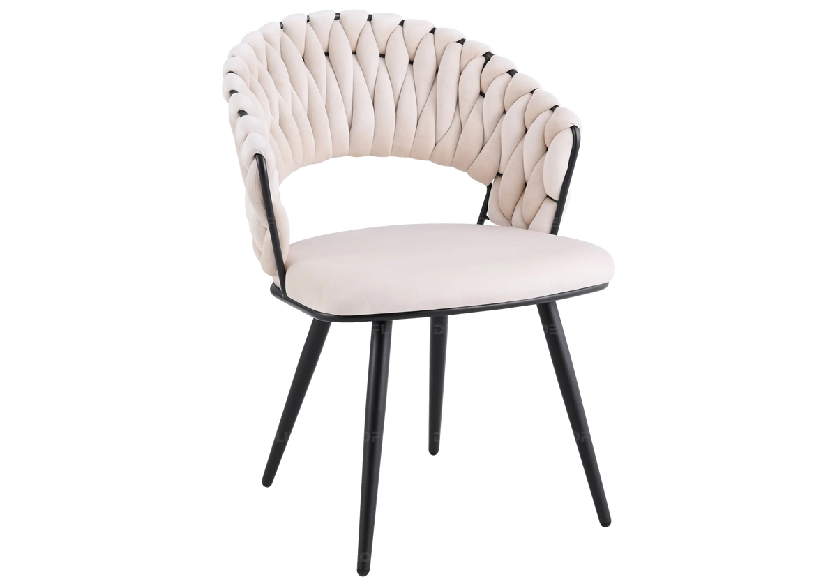 Lot de 2 chaises en beige et pieds noirs | Vexis