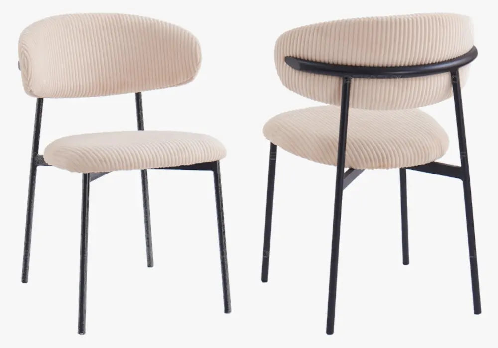 Lot de 4 chaises de table velours côtelé beige | Vexta