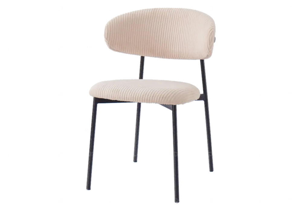 Lot de 4 chaises de table velours côtelé beige | Vexta