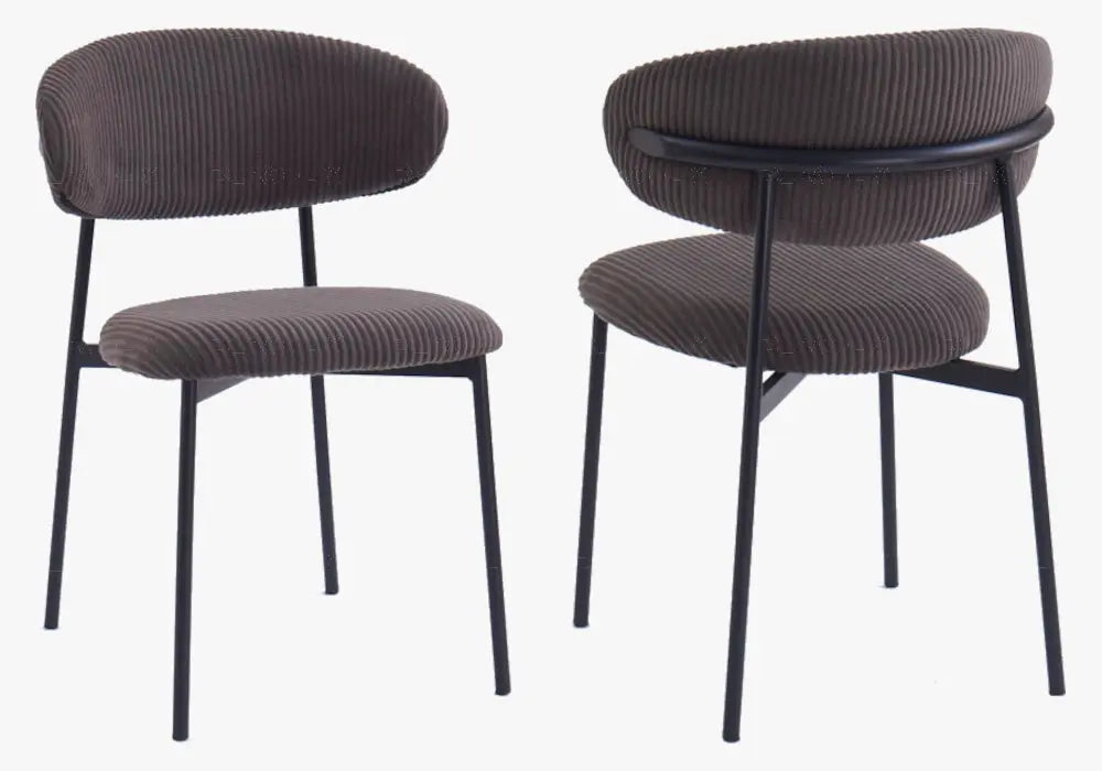 Lot de 4 chaises velours côtelé gris pieds noirs | Vexta